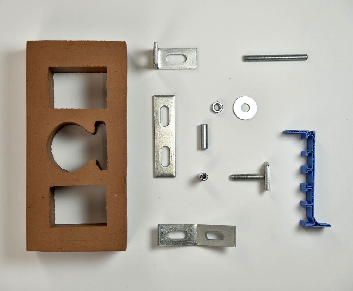 Kit de fijación para cargadero con ladrillo y herrajes